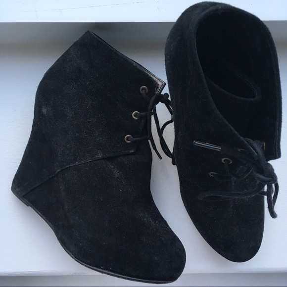 Opening Ceremony Shoes - Opening Ceremony black suede wedge boots heel 36